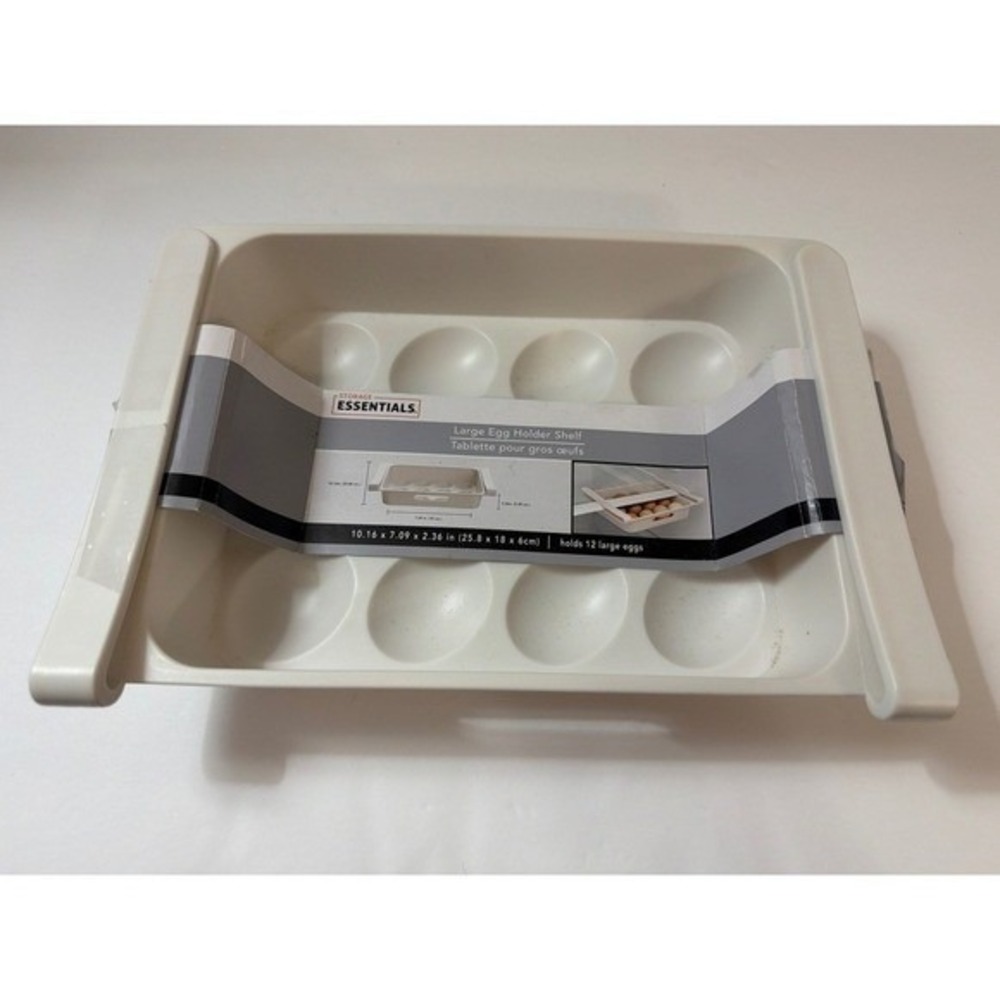 Storage Essentials Large Egg Holder Shelf White Fridge Organizer Drawer 12 Count